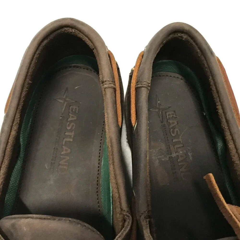 EASTLAND Mens 13/47 Sea Dog Boat Shoes Brown Waxed Leather NWOT
